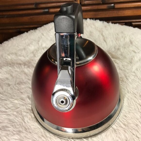 Primula Push and Serve Stainless Steel 3Qt Matte Red Whistling Tea Kettle - Picture 3 of 13
